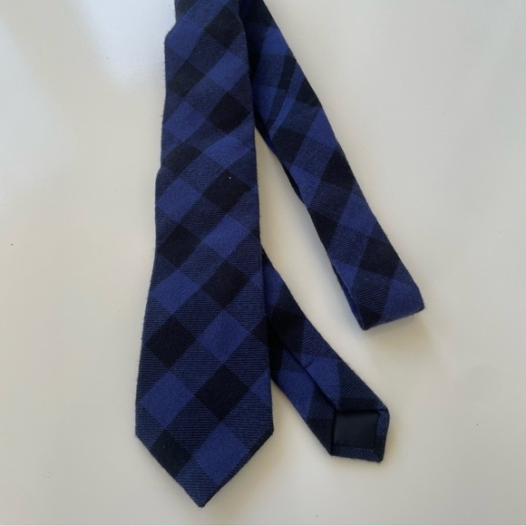 J.Crew Crewcuts Boys Royal Blue Black Flannel Plaid Tie ONE SIZE, NWT - Picture 1 of 3